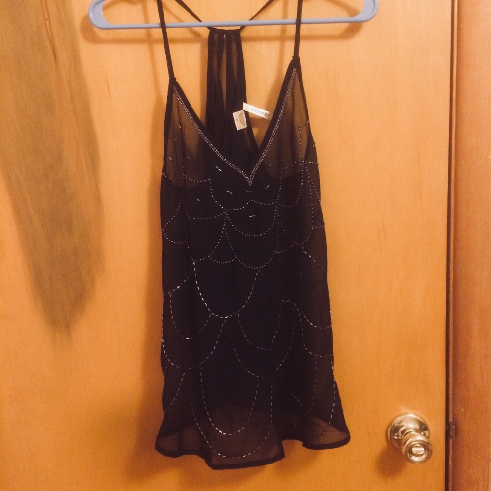 Sheer Black Embellished Top 🖤